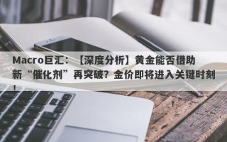 Macro巨汇：【深度分析】黄金能否借助新“催化剂”再突破？金价即将进入关键时刻！