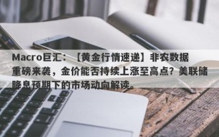 Macro巨汇：【黄金行情速递】非农数据重磅来袭，金价能否持续上涨至高点？美联储降息预期下的市场动向解读。