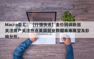 Macro巨汇：【行情快讯】金价回调新低关注用户关注热点美国就业数据未来展望及影响分析。