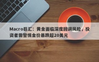 Macro巨汇：黄金面临深度回调风险，投资者需警惕金价暴跌超20美元