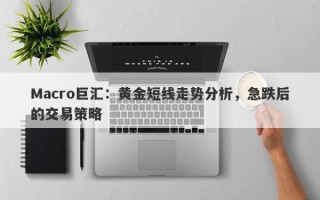 Macro巨汇：黄金短线走势分析，急跌后的交易策略