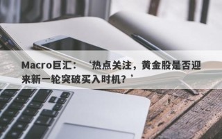 Macro巨汇：‘热点关注，黄金股是否迎来新一轮突破买入时机？’