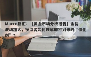 Macro巨汇：【黄金市场分析报告】金价波动加大，投资者如何理解即将到来的“催化剂”？