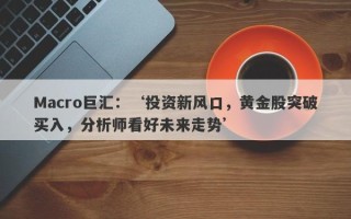 Macro巨汇：‘投资新风口，黄金股突破买入，分析师看好未来走势’