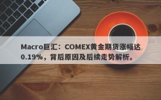 Macro巨汇：COMEX黄金期货涨幅达0.19%，背后原因及后续走势解析。