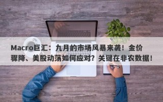 Macro巨汇：九月的市场风暴来袭！金价骤降、美股动荡如何应对？关键在非农数据！