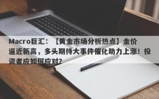 Macro巨汇：【黄金市场分析热点】金价逼近新高，多头期待大事件催化助力上涨！投资者应如何应对？