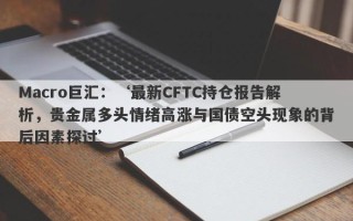 Macro巨汇：‘最新CFTC持仓报告解析，贵金属多头情绪高涨与国债空头现象的背后因素探讨’