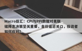 Macro巨汇：CPI与PPI数据对美联储降息决策至关重要，金价逼近关口，投资者如何应对？