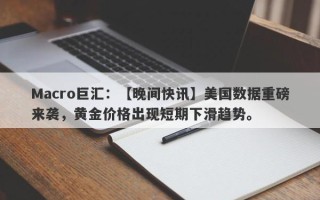 Macro巨汇：【晚间快讯】美国数据重磅来袭，黄金价格出现短期下滑趋势。