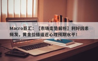 Macro巨汇：【市场走势解析】利好因素频发，黄金价格逼近心理预期水平！