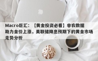 Macro巨汇：【黄金投资必看】非农数据助力金价上涨，美联储降息预期下的黄金市场走势分析