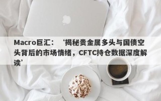 Macro巨汇：‘揭秘贵金属多头与国债空头背后的市场情绪，CFTC持仓数据深度解读’