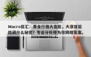 Macro巨汇：黄金行情大变脸，大涨背后隐藏什么秘密？专业分析师为你揭晓答案。