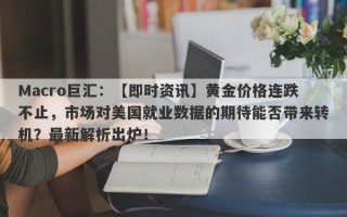 Macro巨汇：【即时资讯】黄金价格连跌不止，市场对美国就业数据的期待能否带来转机？最新解析出炉！