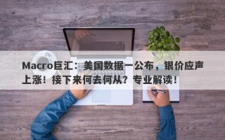 Macro巨汇：美国数据一公布，银价应声上涨！接下来何去何从？专业解读！