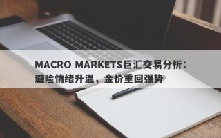 MACRO MARKETS巨汇交易分析：避险情绪升温，金价重回强势