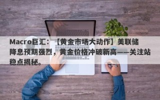 Macro巨汇：【黄金市场大动作】美联储降息预期强烈，黄金价格冲破新高——关注站稳点揭秘。