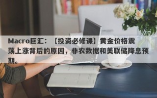 Macro巨汇：【投资必修课】黄金价格震荡上涨背后的原因，非农数据和美联储降息预期。