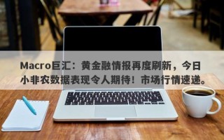 Macro巨汇：黄金融情报再度刷新，今日小非农数据表现令人期待！市场行情速递。