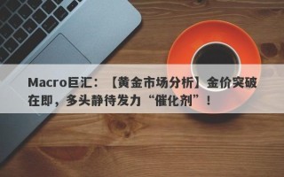 Macro巨汇：【黄金市场分析】金价突破在即，多头静待发力“催化剂”！