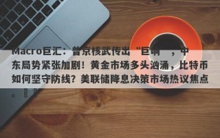 Macro巨汇：普京核武传出“巨响”，中东局势紧张加剧！黄金市场多头汹涌，比特币如何坚守防线？美联储降息决策市场热议焦点。​​