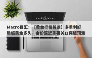 Macro巨汇：【黄金行情解读】多重利好助燃黄金多头，金价逼近重要关口突破预测