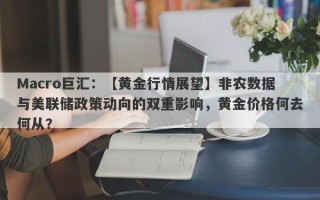 Macro巨汇：【黄金行情展望】非农数据与美联储政策动向的双重影响，黄金价格何去何从？