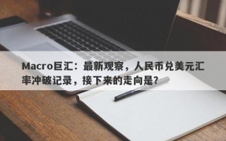 Macro巨汇：最新观察，人民币兑美元汇率冲破记录，接下来的走向是？