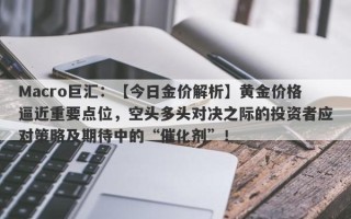 Macro巨汇：【今日金价解析】黄金价格逼近重要点位，空头多头对决之际的投资者应对策略及期待中的“催化剂”！