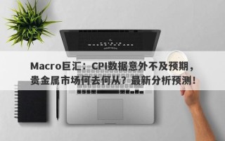 Macro巨汇：CPI数据意外不及预期，贵金属市场何去何从？最新分析预测！