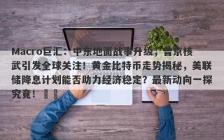 Macro巨汇：中东地面战事升级，普京核武引发全球关注！黄金比特币走势揭秘，美联储降息计划能否助力经济稳定？最新动向一探究竟！​​