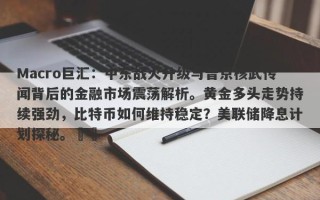 Macro巨汇：中东战火升级与普京核武传闻背后的金融市场震荡解析。黄金多头走势持续强劲，比特币如何维持稳定？美联储降息计划探秘。​​