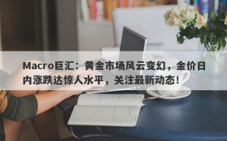 Macro巨汇：黄金市场风云变幻，金价日内涨跌达惊人水平，关注最新动态！