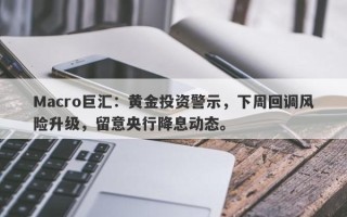 Macro巨汇：黄金投资警示，下周回调风险升级，留意央行降息动态。