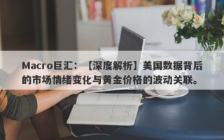 Macro巨汇：【深度解析】美国数据背后的市场情绪变化与黄金价格的波动关联。