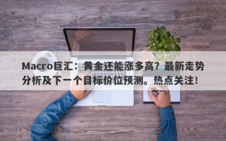 Macro巨汇：黄金还能涨多高？最新走势分析及下一个目标价位预测。热点关注！