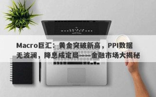 Macro巨汇：黄金突破新高，PPI数据无波澜，降息成定局——金融市场大揭秘