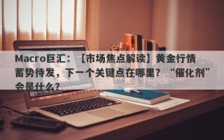 Macro巨汇：【市场焦点解读】黄金行情蓄势待发，下一个关键点在哪里？“催化剂”会是什么？